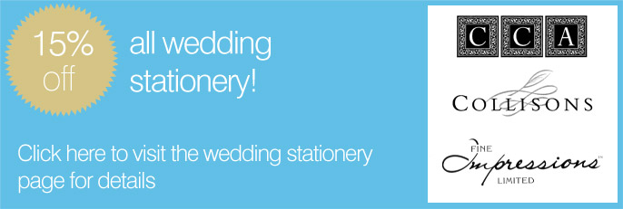 15% off all wedding stationary! Click here to visit the wedding stationary page for details